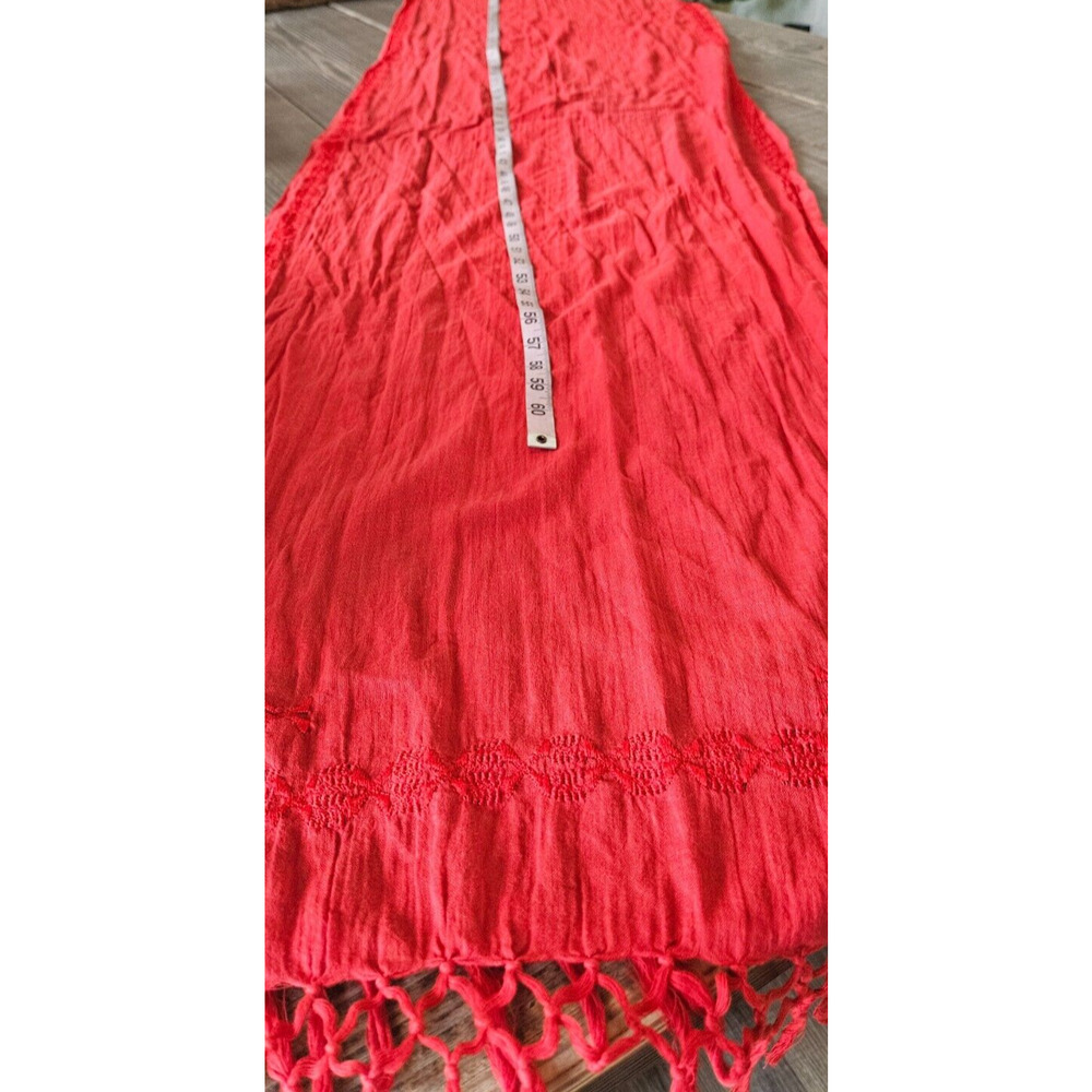 Madewell 1937 Womens Pashmina Scarf One Size Red Fringe Embroidered Shawl - Picture 6 of 8